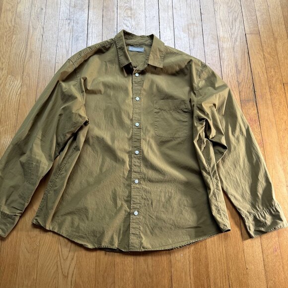Everlane Mens Size M Olive Green 100% Cotton Long Sleeve Button-Up Pocket Shirt - Picture 3 of 13